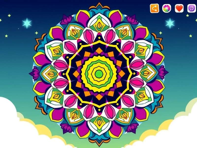 Heavenly Mandala Art gameplay showing colorful mandala designs